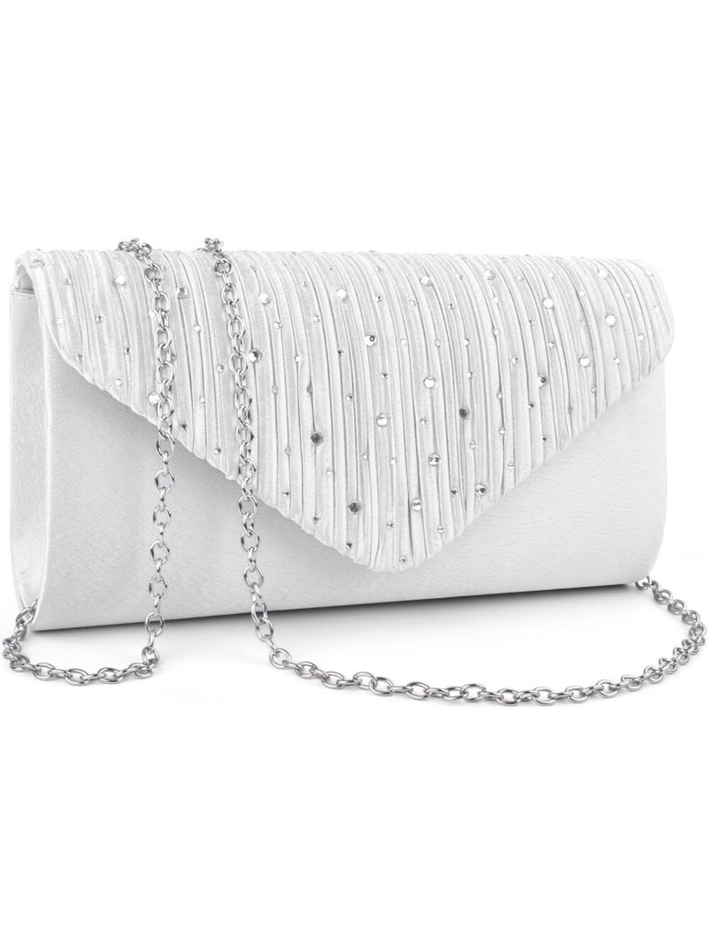 Women's White Wedding Party Cocktail Envelope Bags Crossbody Shoulder Handbags
